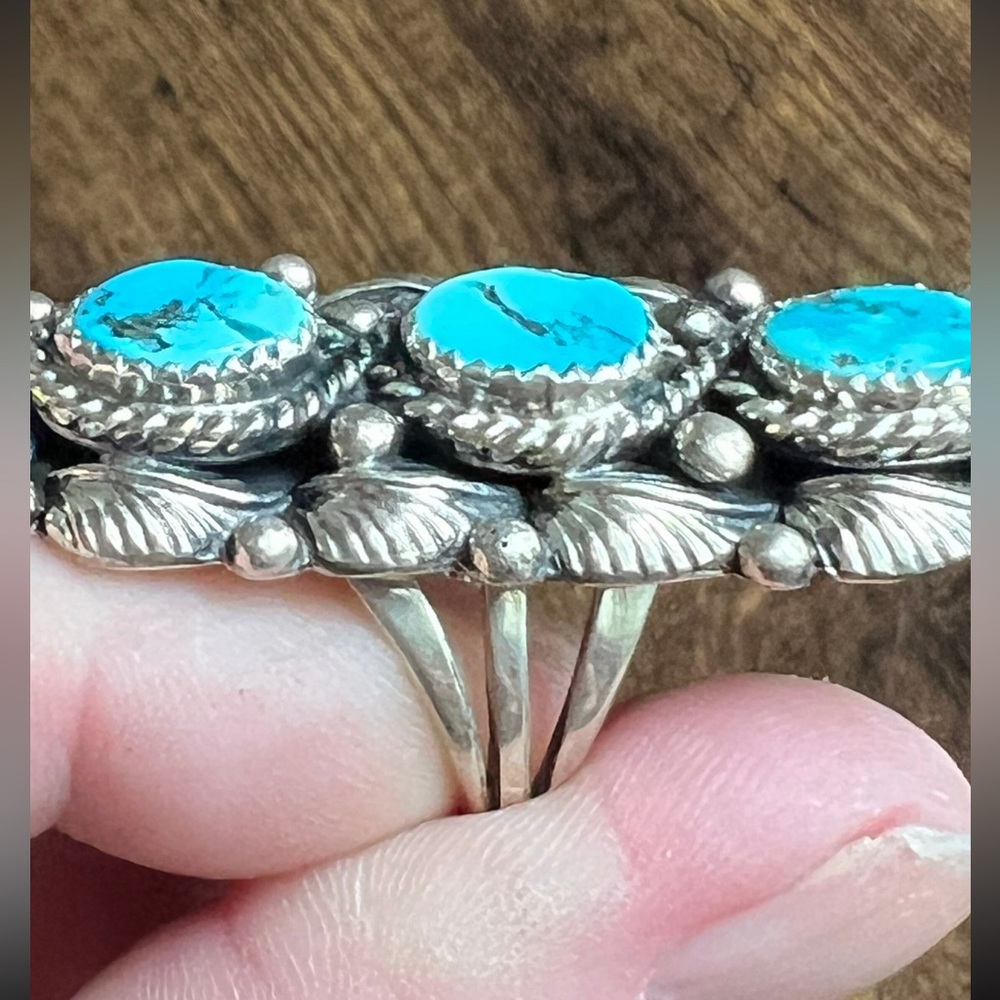 Western Style Stacked Turquoise Ring View 6